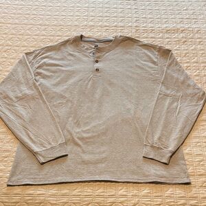 Men's Gray Henley Shirt, XL